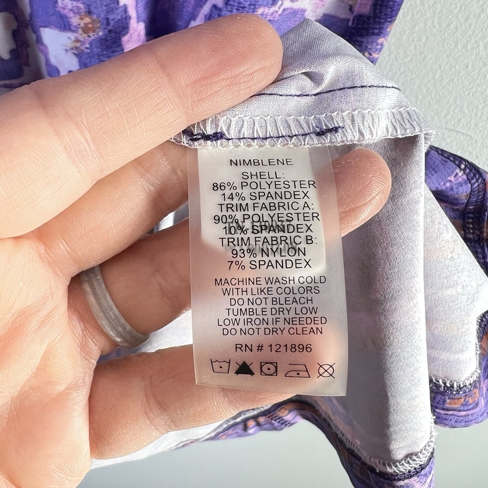 Title Nine Sz 14 Nimblene Arabella Quick Dry Shelf Bra Back Zip Purple Dress Gym - Picture 8 of 16
